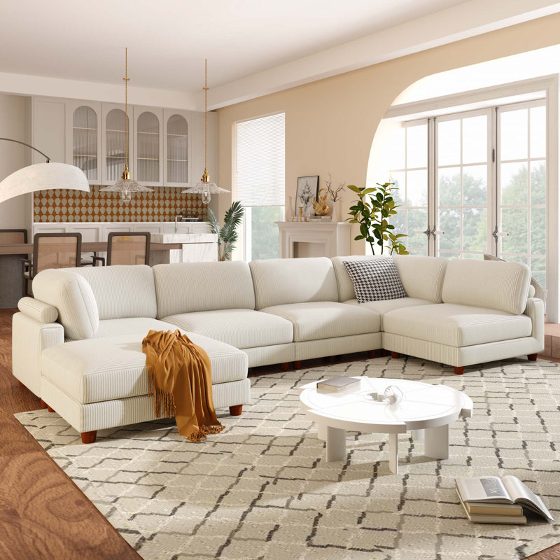 U Style 163 Modular Sectional Sofa With Ottoman L Shaped Corner Sectional For Living Room Office Apartment 6 Seater